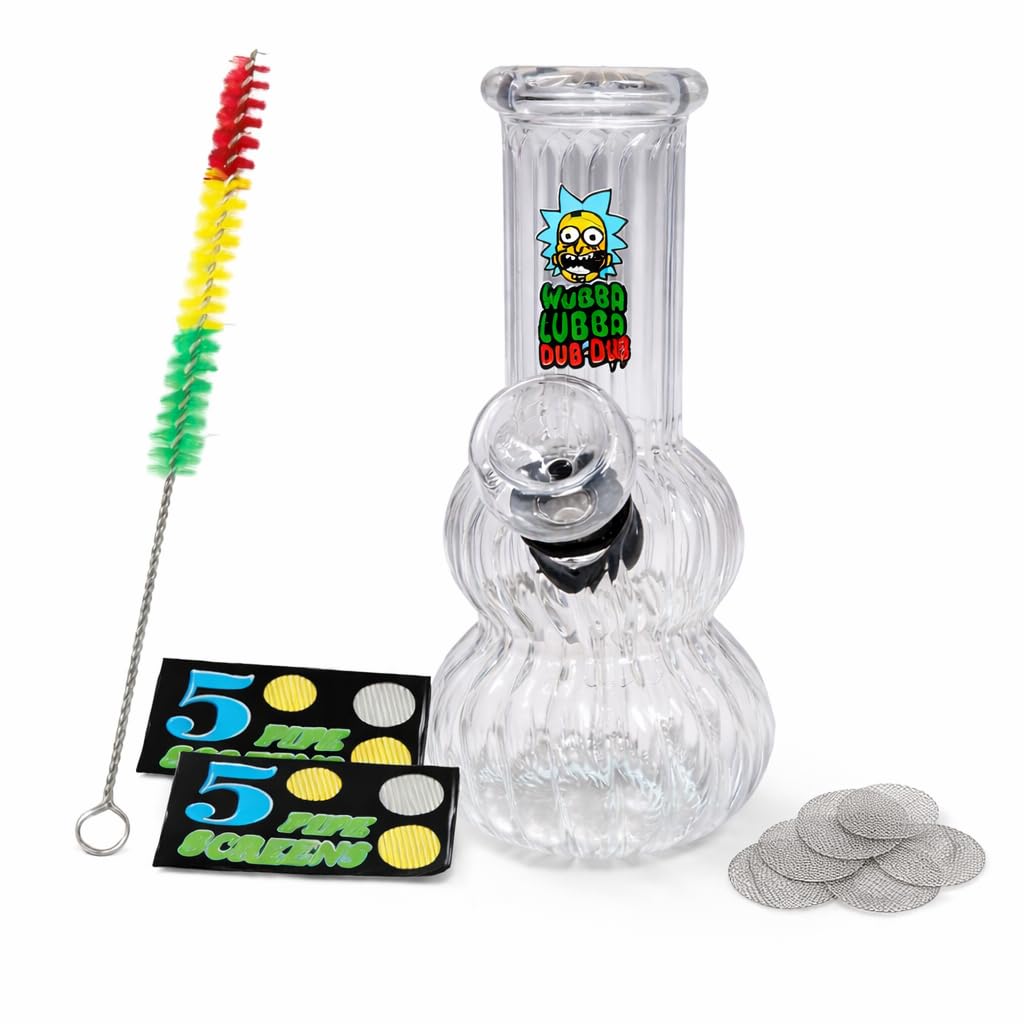 Outontrip 5 Inch Clear Glass Bong Ribbed Design with Cleaning Brush, Mini Portable Water Pipe, Transparent Compact Glass Bong, Smooth Airflow, Durable Small Size-image-9
