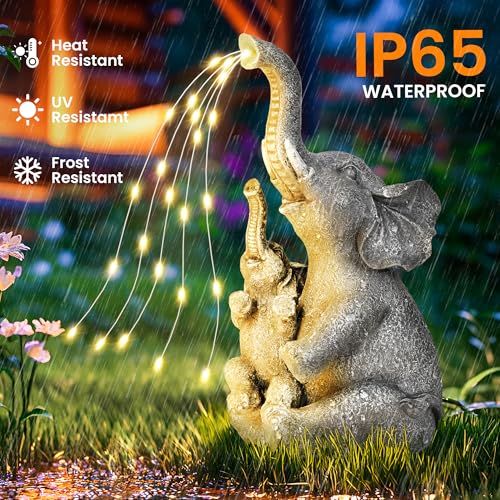 GIGALUMI Solar Garden Outdoor Statues for Women, Mom, Grandma. Elephant Figurine Housewarming and Birthday Gifts Outdoor Statue Light Decor Ornament for Backyard, Patio, Balcony, Lawn, Pond by GIGALUMI - Image 7