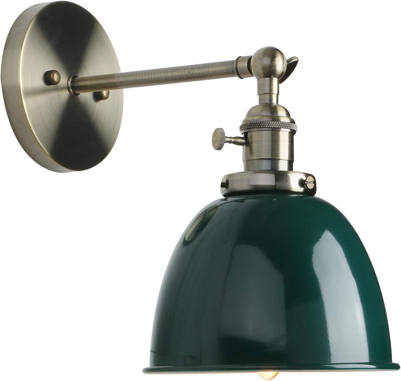 PERMO 6.3-Inch Metal Dome Shade Industrial Wall Sconce Lighting Fixture (Green)