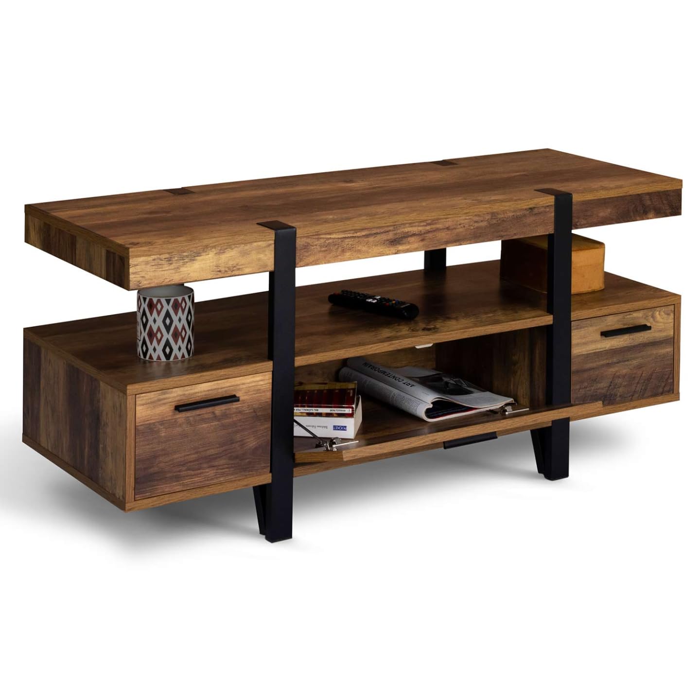 IDMarket - Mueble para TV de 113 cm Austria con cajones de madera con patas de horquilla