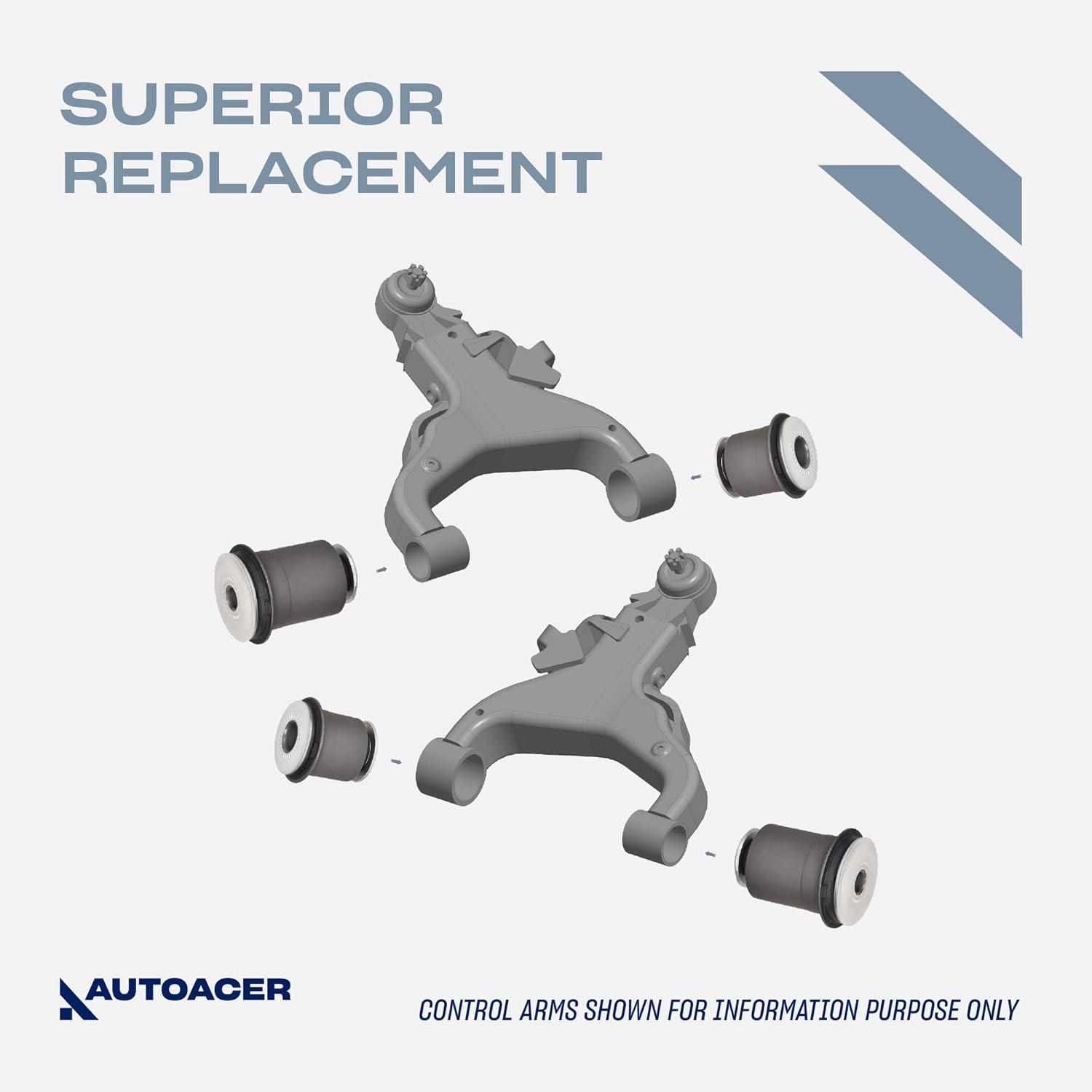 Front Suspension Kit 8 Piece - Front Upper & Lower Control Arm Bushings for Land Cruiser / J200 2008-2021, Tundra 2007-2019, Sequoia 2007-2019, LX570 2007-2021 (2WD / 4WD Models)