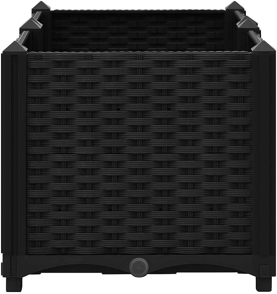 vidaXL Raised Bed - 31.5"x15.7"x15" Black Polypropylene Rectangular Raised Planting Bed - Spacious Flower, Herb or Vegetables Garden Pot | Durable and Outdoor Suitable.