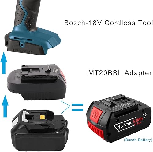 Miniatura 5 de Convertidor de adaptador de batería para Makita a Bosch 18 V, herramienta inalámbrica de iones de litio de 18 V, convierte la batería de iones de