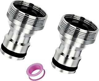 2X Wasserhahn Adapter Gartenschlauch silberfarben, Universal Schlauchadapter Wasserhahn 22mm 24mm, Hahnverbinder Schnellkupplung für Garten, Küche, Bad