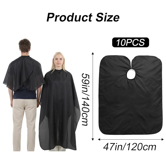 Pack 10 Capas de Peluquería Negra Profesional de Nylon miniatura 2