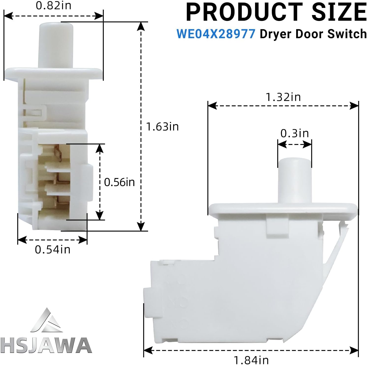 WE04X28977 Dryer Door Switch Fits for GE Hotpoint WE10X23879 Door Switch Replaces 4931170 AP6889035 PS12722948 EAP12722948 (White-2PC)