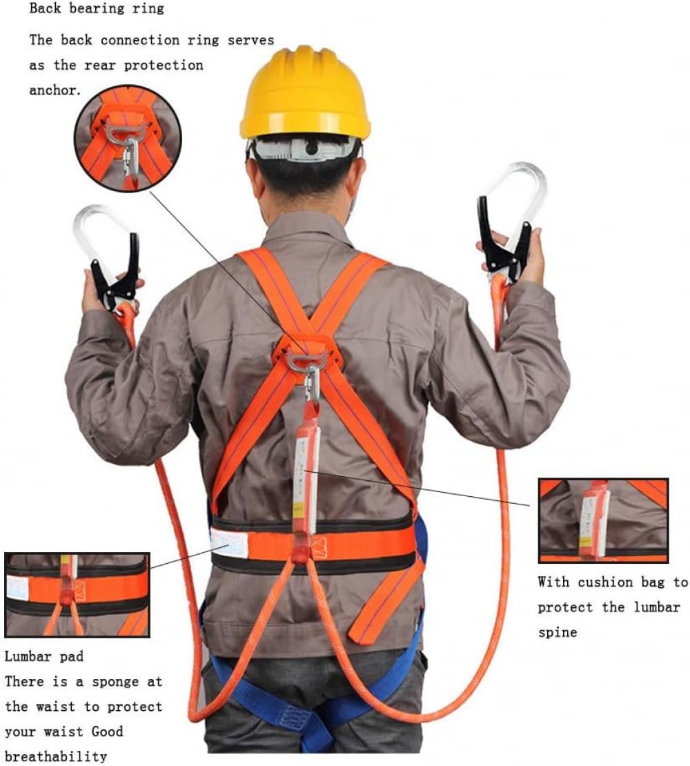 Harnais Antichute, Kit De Protection Antichutes, Harnais d'escalade Protection Antichute De Sécurité Complète du Corps,Portante 100 Kg pour Ceinture, Ceinture De Sécurité