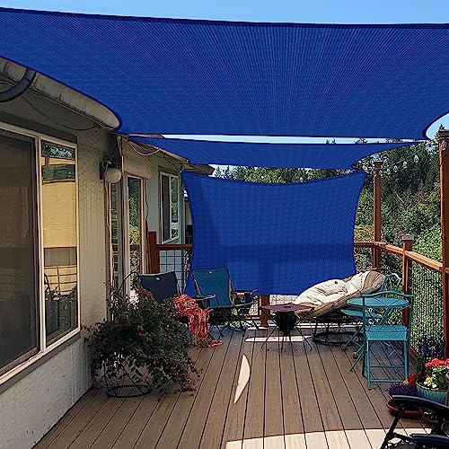 E&K Sunrise 12' X 16' Sun Shade Sail Rectangle Canopy Shade Cover Uv Block For Pergola Patio Backyard Garden Outdoor (Blue) #TOP6