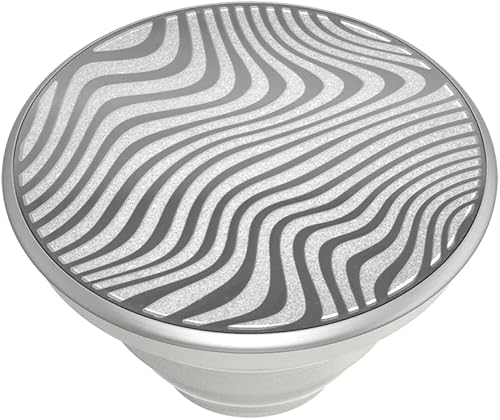 Miniatura 8 de PopSockets Agarre para teléfono con soporte expandible y parte superior intercambiable - Onda de terreno de metal cortado con láser
