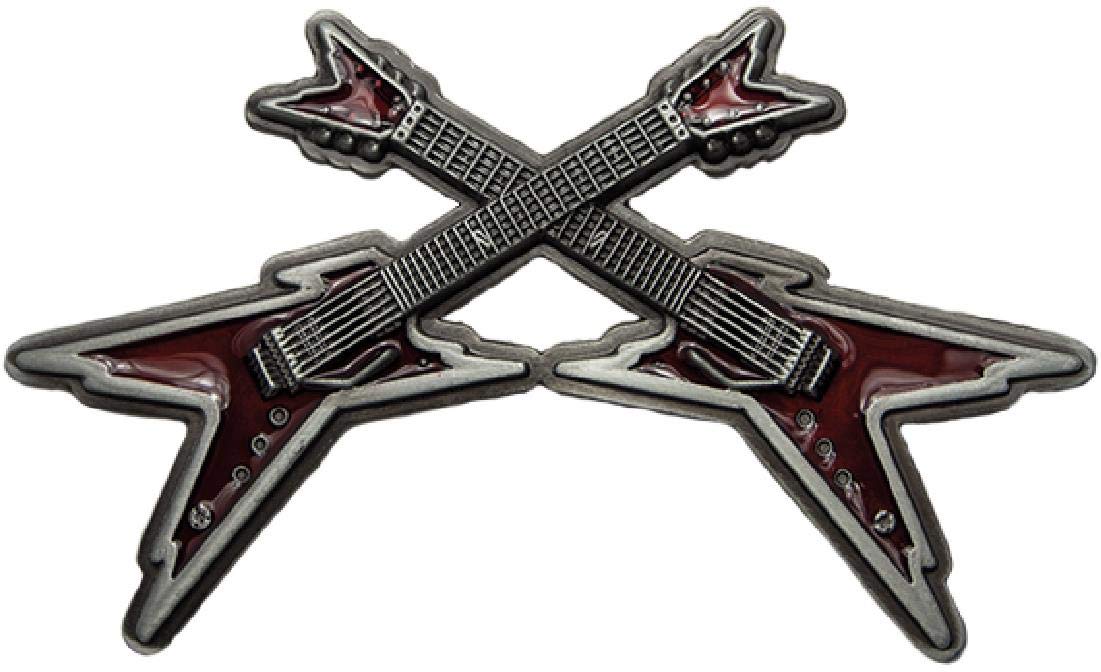Hebilla para cinturón de guitarra eléctrica de metal pulido y cinturón de piel selecta 2