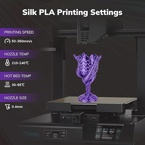 Miniatura 5 de AMOLEN Filamento de ácido poliláctico para impresora 3D de seda de 0.069 in, filamento PLA de impresión 3D para la mayoría de impresoras 3D FDM,