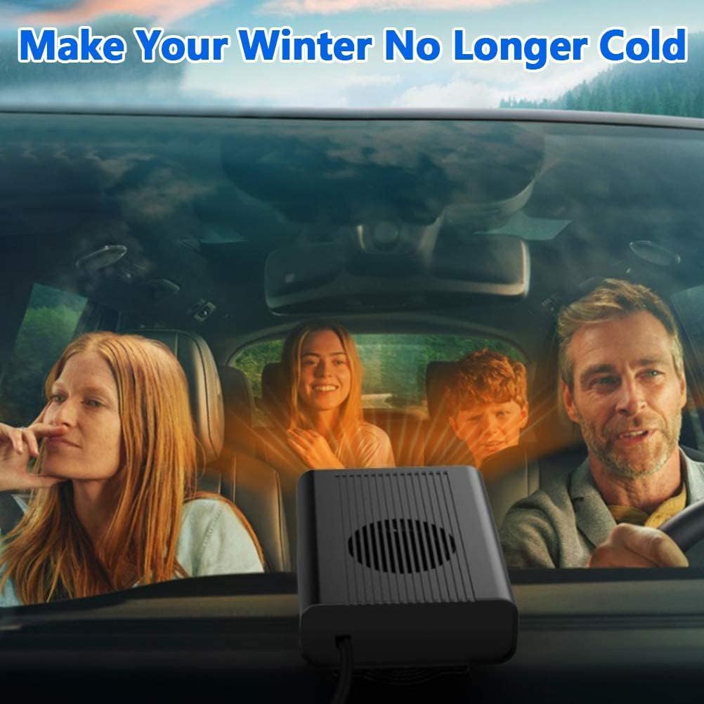 Portable Car Heater 12V 150W – 2-in-1 Cold and Hot Air Defroster with 360-Degree Base Rotation, Fast Heating Fan for Windshield Defogging, Plug-in Auto Heater for Winter Driving