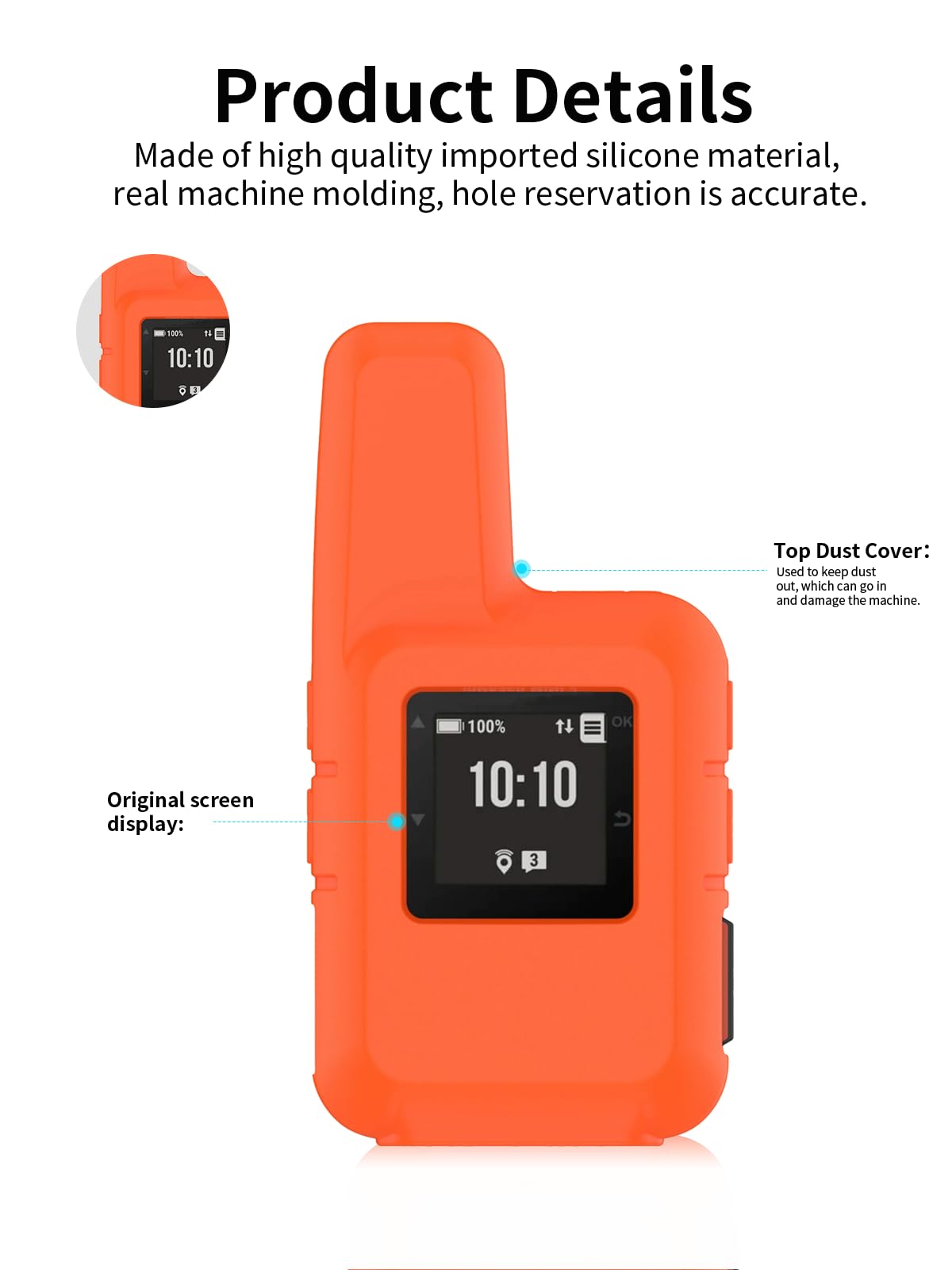 Etui do urządzenia łączności satelitarnej Garmin inReach Mini 2, toergy silikonowe etui ochronne, pokrywa z precyzyjnymi otworami – odporne na uderzenia, wodoodporne, wygodne w dotyku, pomarańczowe, 1