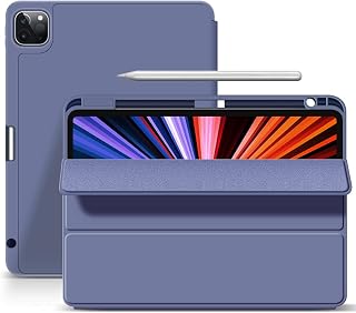 KenKe iPad Pro 11 Inch (2nd, 3rd & 4th Gen) 2020/2021/2022 Case with Pencil Holder, Lightweight Smart Soft Back Cover [Support Pencil Wireless Charg & Auto Wake/Sleep] for iPad Pro 11 Case, Purple