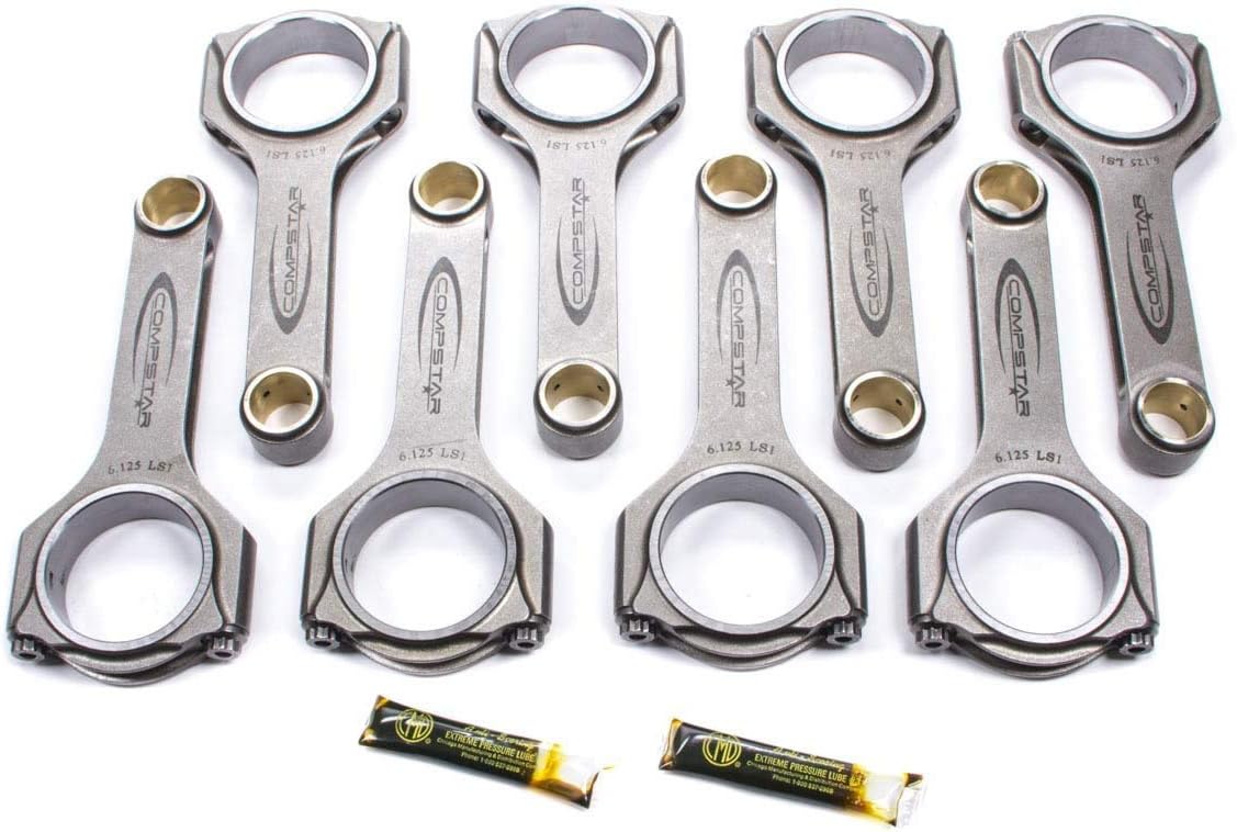 Callies Connecting Rod, Compstar, H Beam, 6.125 in Long, Bushed, 7/16 in Cap Screws, ARP2000, GM LS-Series, Set of 8 (CSC6125DS2A2AH)