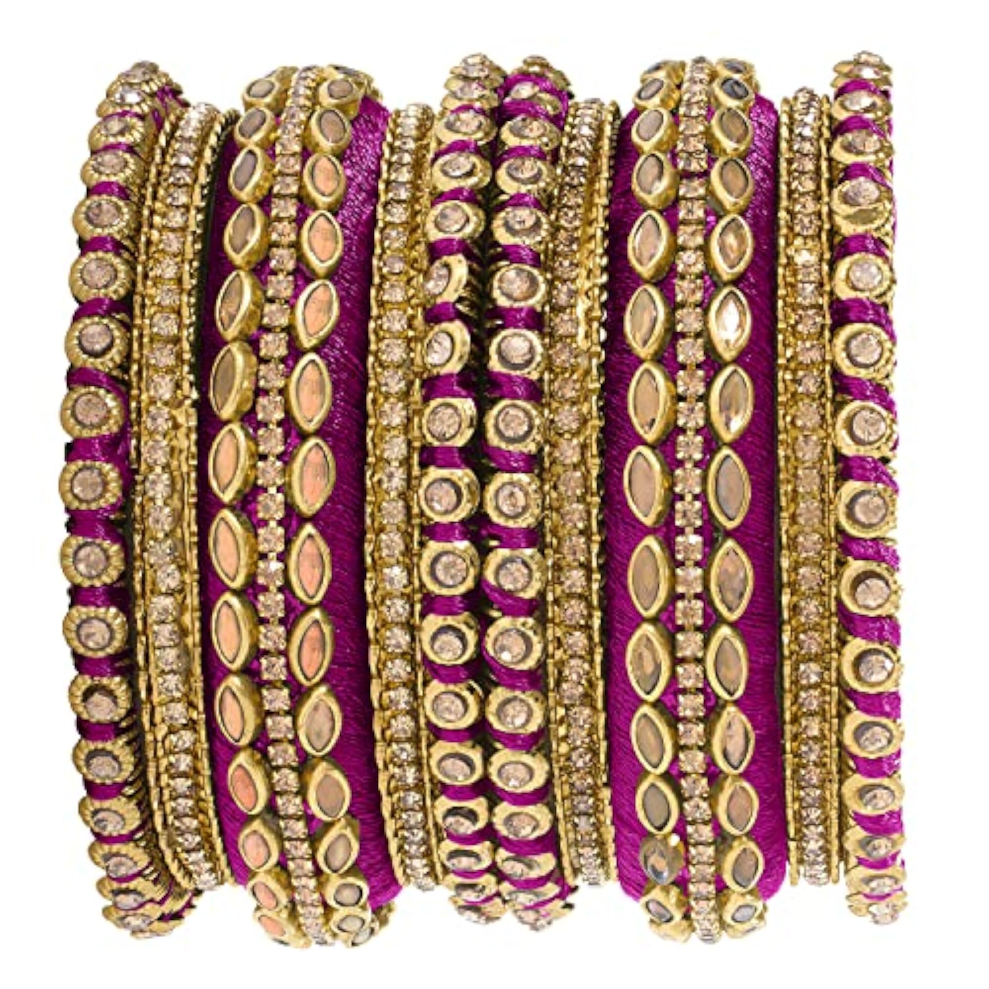 Silk Thread Kundan Studded Bangle Chuda Chura Set Jewellery