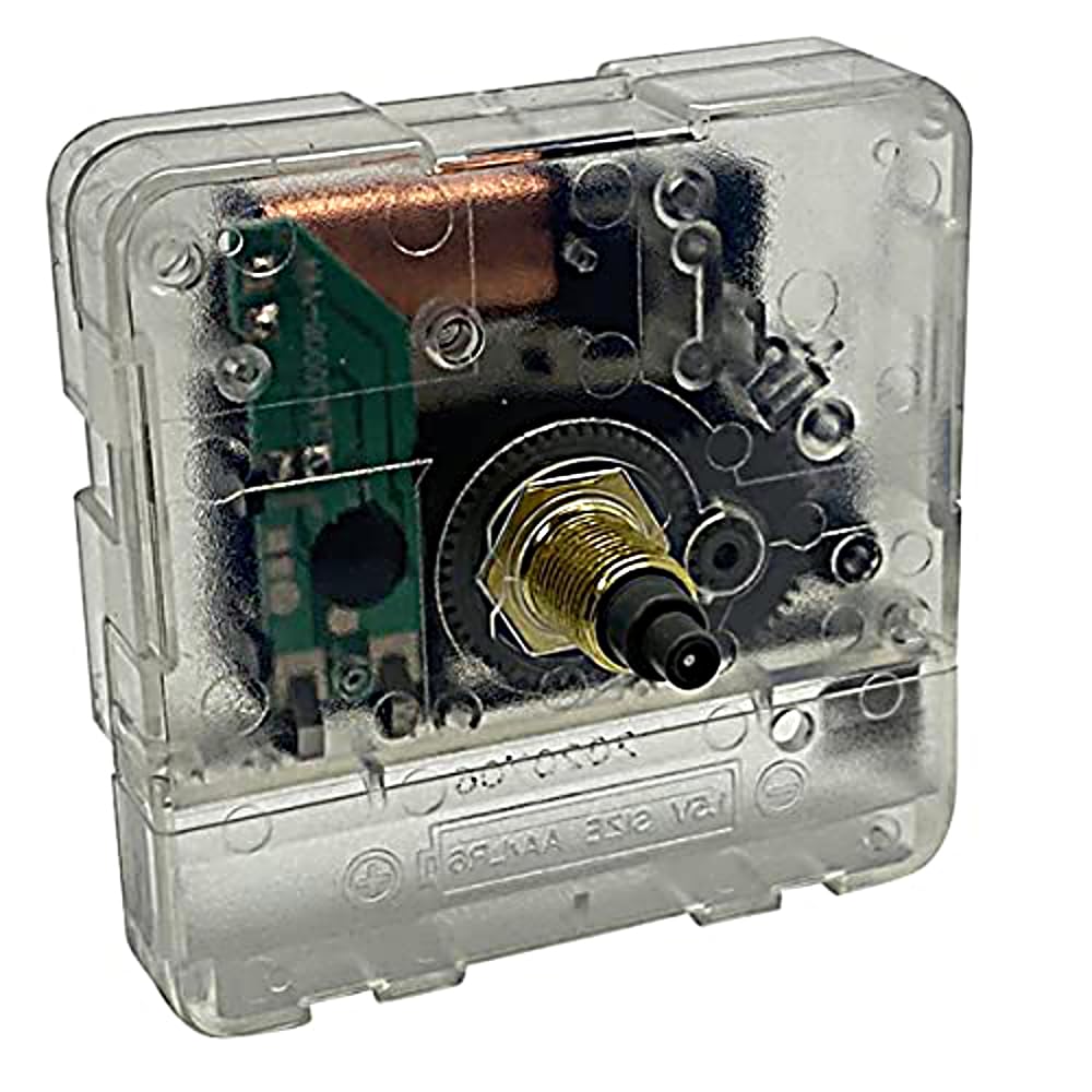 New Replacement Transparent Non Ticking Quartz Clock Movement Mechanism Motor Battery Operated (Thread Length 6mm - Total Shaft Length 13.5mm)