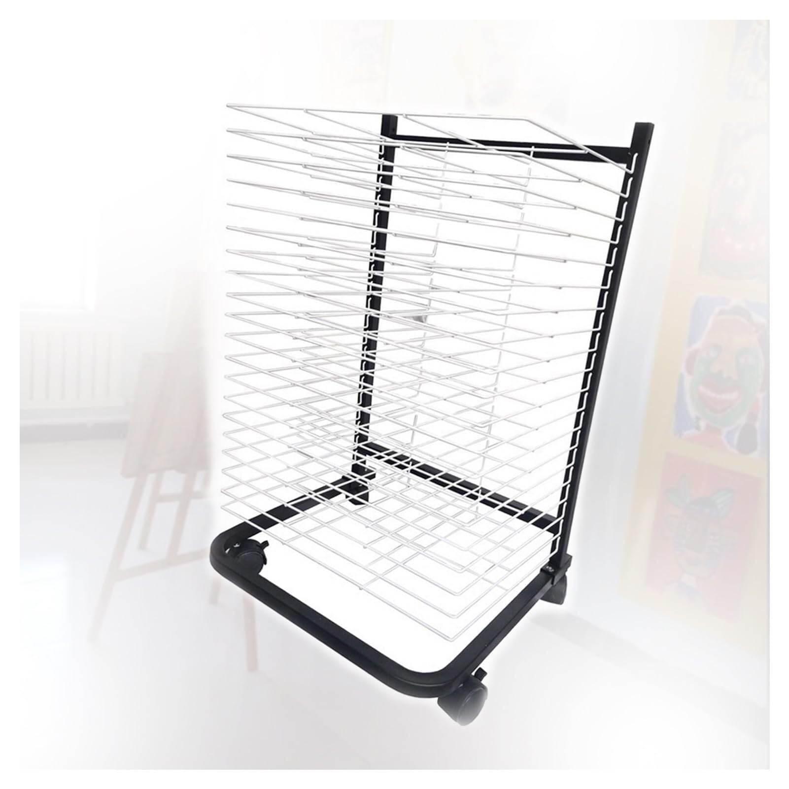 JYHHGDS Art Drying Rack with 20 Shelves, Removable Artwork Storage Display, Stackable Design with Wheels for Drawings, Ideal for Classroom, Studio, Preschool & Art Club