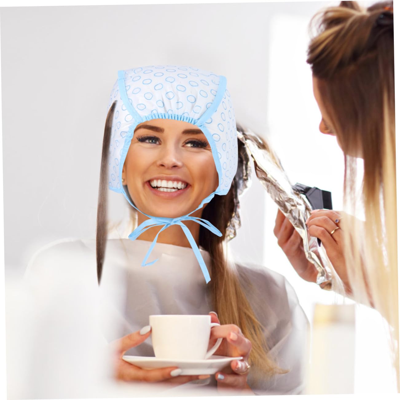 Kit de Tinte Cabello 15 Gorros de Pe para Mechas y 15 Ganchos de Crochet, Adecuado para Salones y Uso Casero Profesional Color Aleatorio