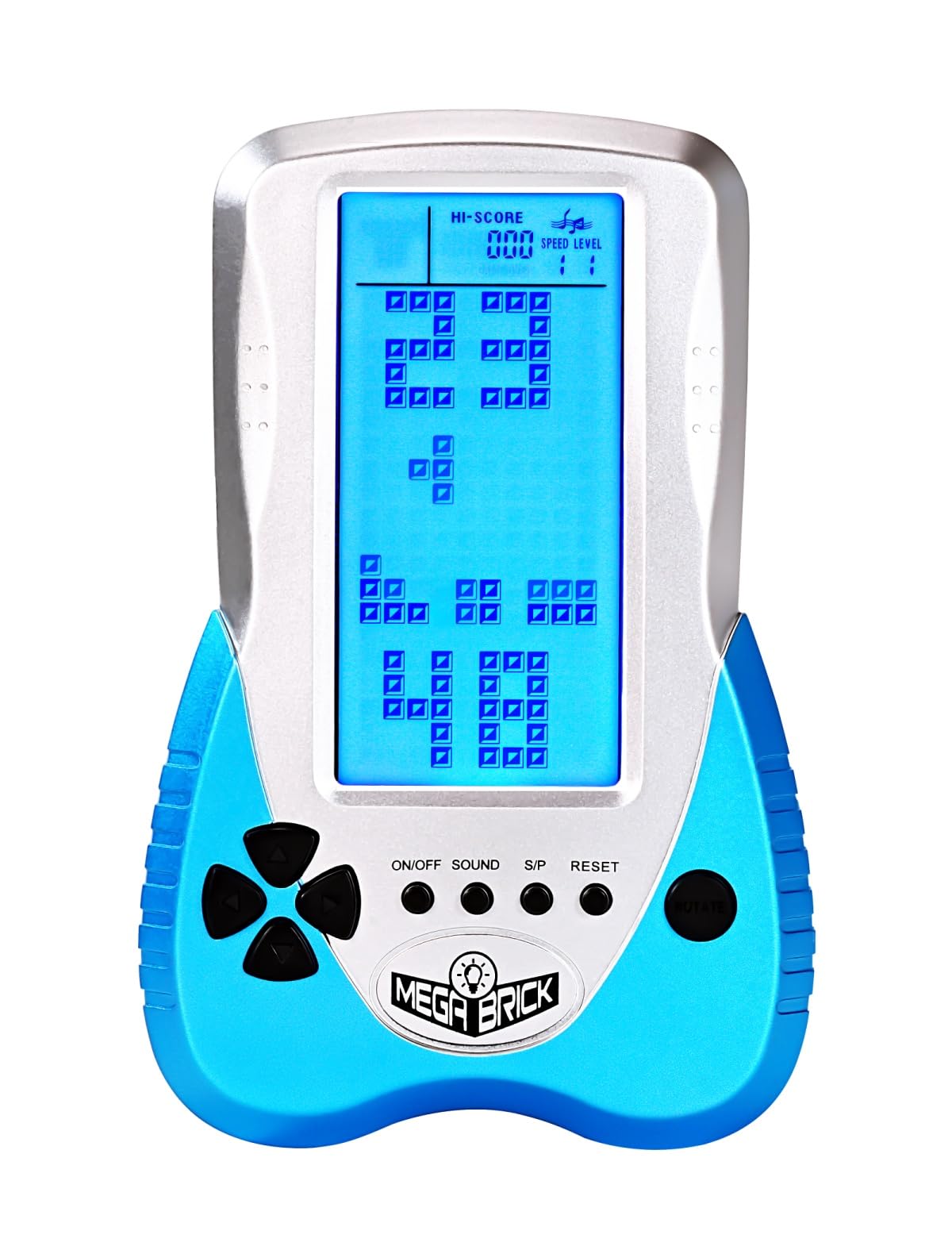 Console de Jeux Block Jeux de Réflexion Intégrés Double Mode d'alimentation Rétroéclairage Bleu Batterie puissante Jeux électroniques Portables Jouet Rétro Nostalgique/Cadeau de Noël (Bleu)