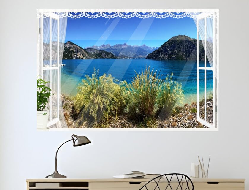 JVERF - JZZB21128 France Coast Calanque Port Miou Provence Cove| Self-Adhesive Open Window Wall Sticker