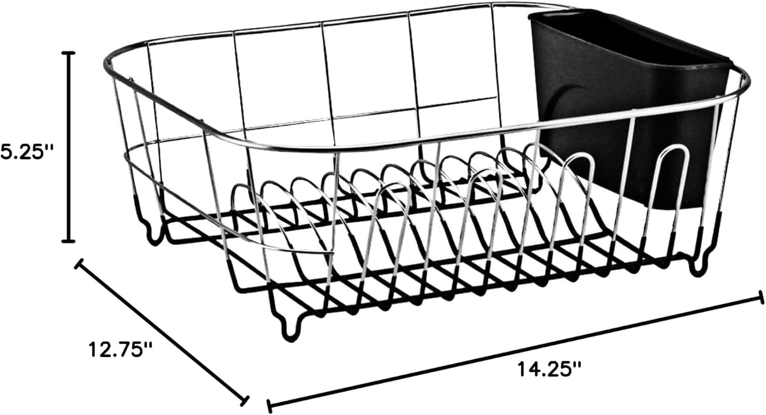 Kitchen Steel Over Sink Dish Drying Rack with Cutlery Holder Drainer Organizer