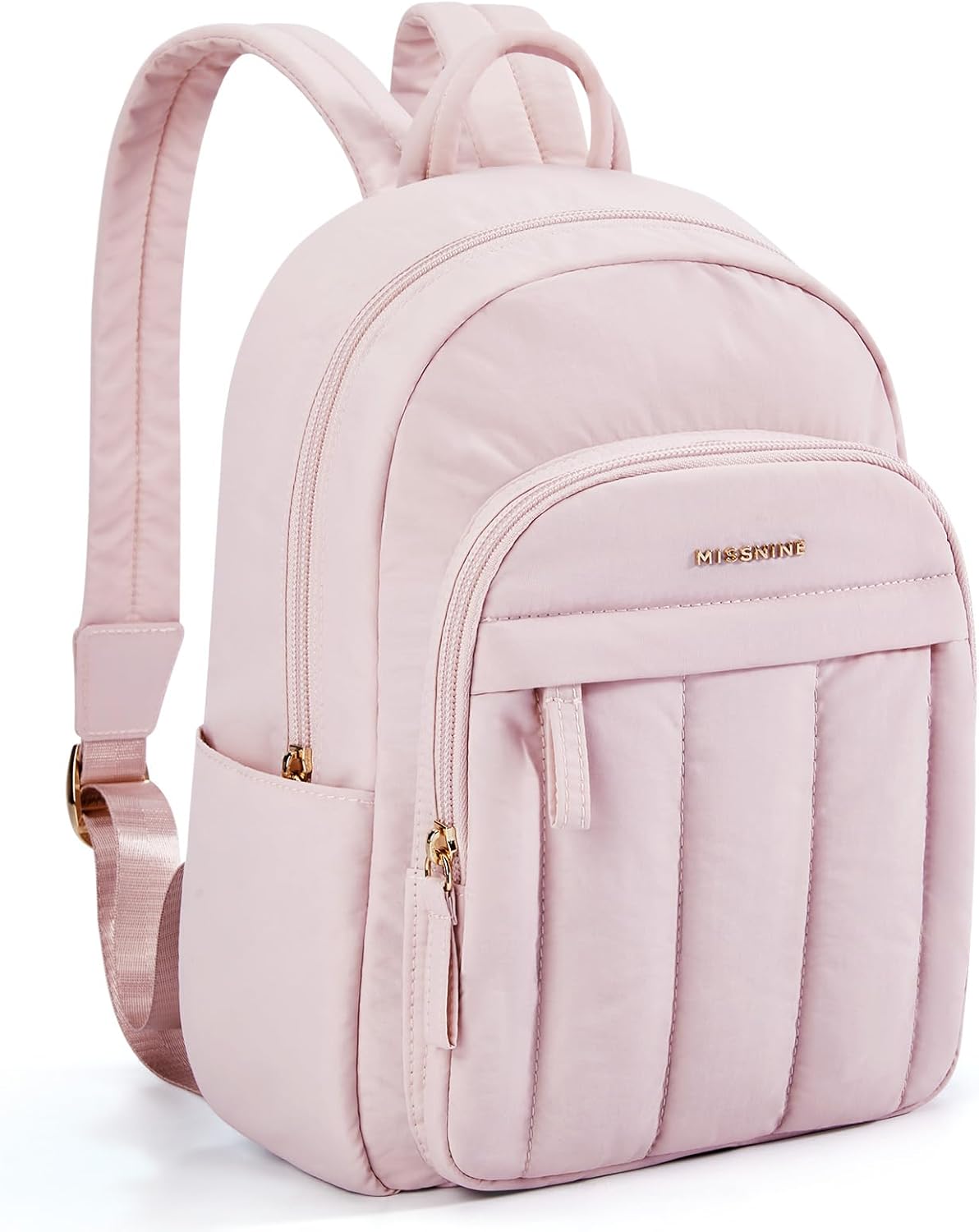 Missnine Mini Backpack for Women, Lightweight Quilted Small Backpack Purses, Puffer Daily Purse Water-resistant Pink