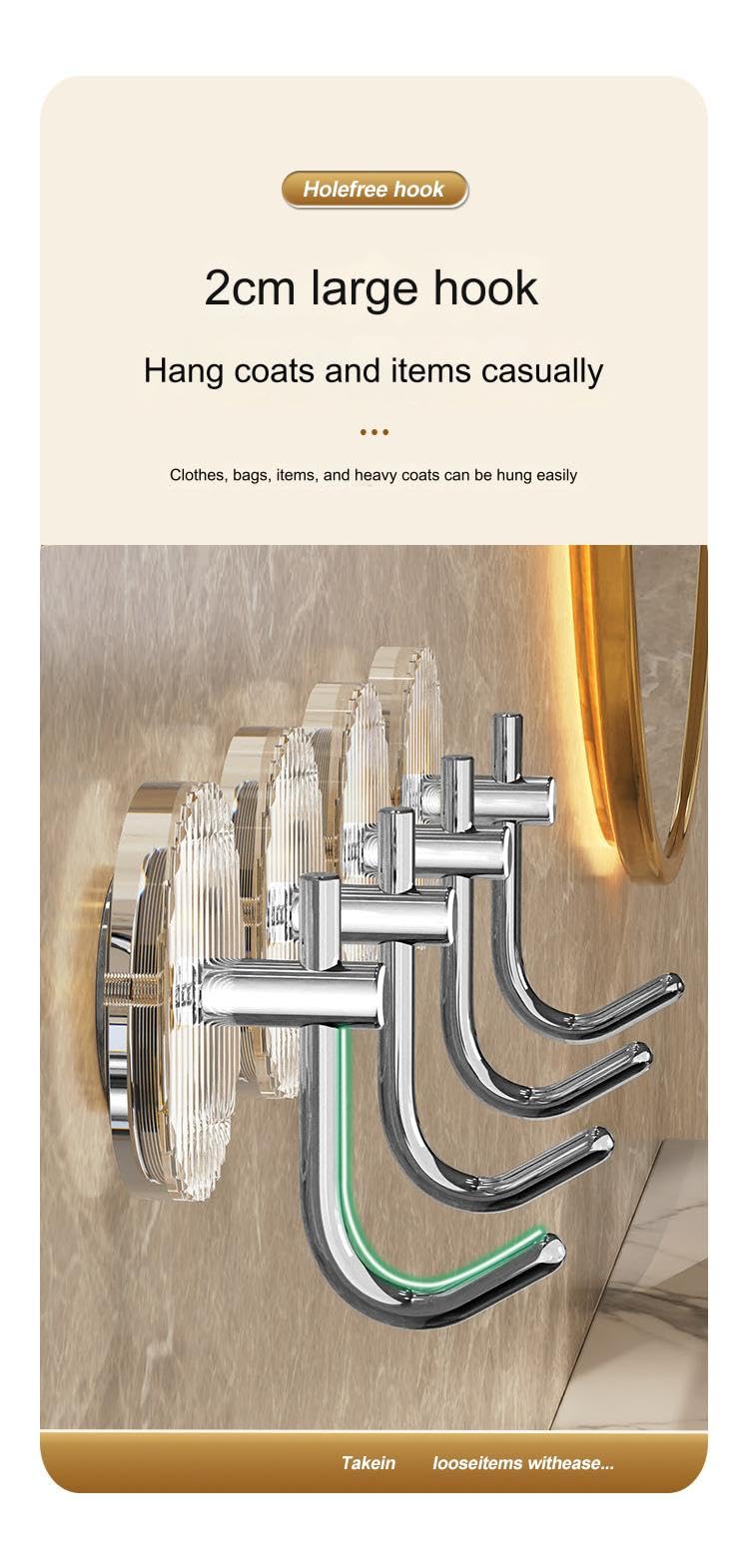 Ganchos adhesivos de alta resistencia, ganchos de pared, Gancho autoadhesivo de acrílico, paquete de 4, gancho adhesivo súper fuerte, resistente a la humedad y dorado, gancho de pared for baño, cocina
