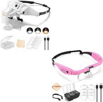 Magnifying Glass with Light 1X-4X, 1.5X-5.0X Magnifying Glasses, Magnify Glasses for Close Work Crafts Sewing