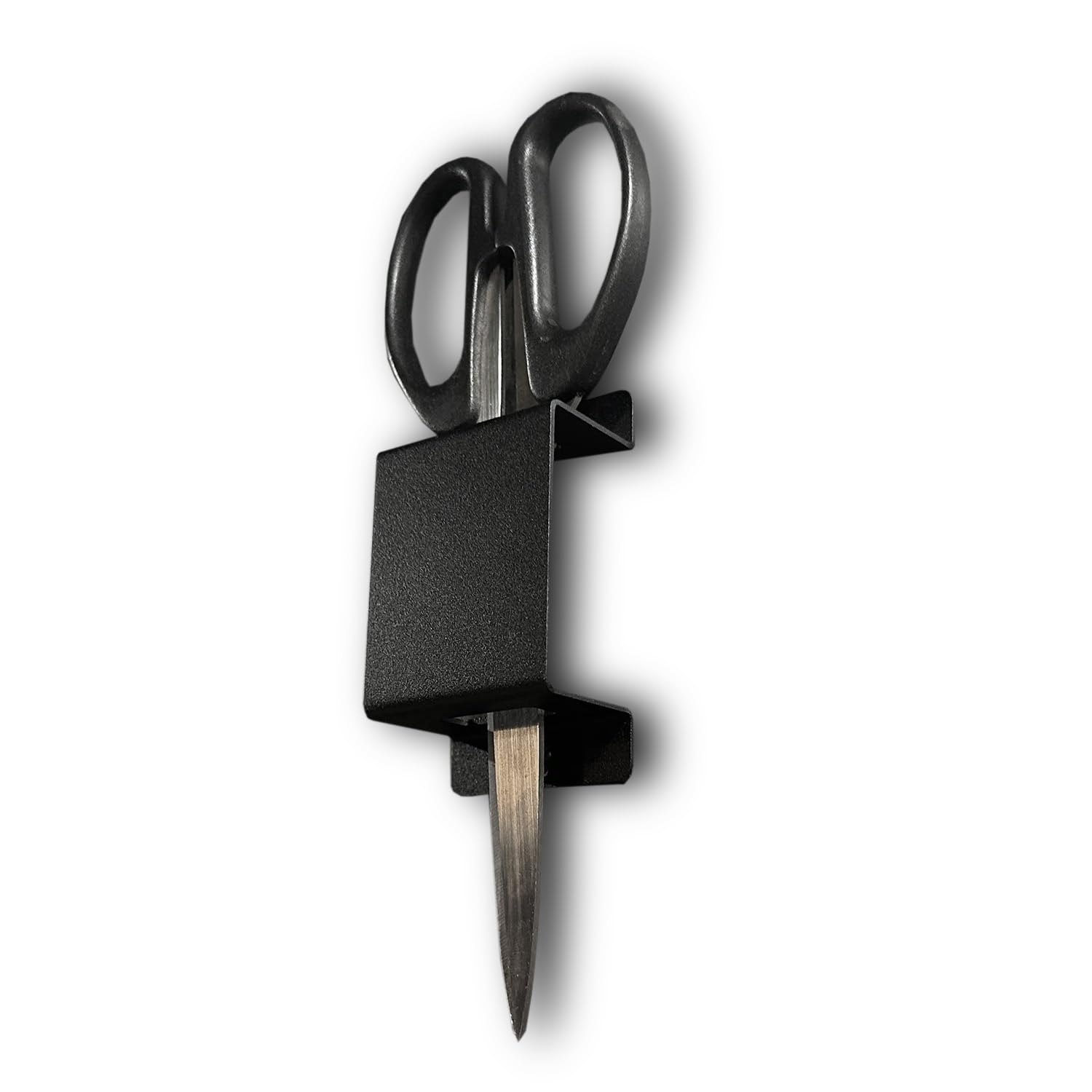 Megamaxx Black Uk Wall Mount Scissors Holder - Steel Tool Storage Bracket With Dual Slots For Office, Workshop - Space-Saving Organiser For Easy Access - British Galvanised Steel - Uk Made
