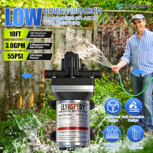Image of 2026 Upgraded 4008-101-A65 RV Fresh Water Pump, 12 V DC 3.0 GPM,55 PSI