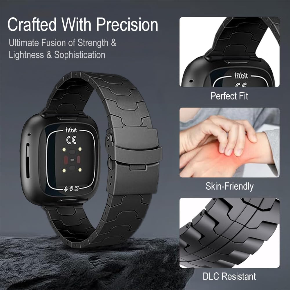 Titanium Band Compatible for Fitbit Versa 4 Bands & Sense 2 Straps, Titanium Metal WatchStrap Replacement Wristbands for Fitbit Versa 3 & 4 / Sense 2 & 1 Accessory