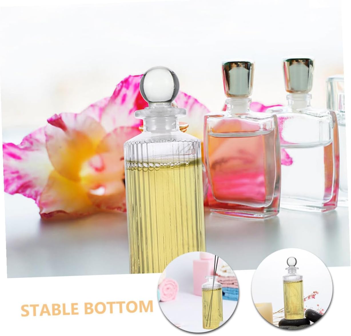 Glass Essential Oil Diffuser Bottles Empty Fragrance Bottles Glass Ball Stoppers Stylish Aromatherapy Container for Even Scent Distribution Home