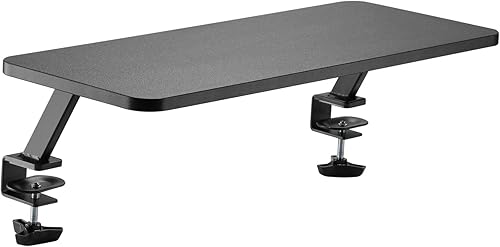 Kantek Soporte elevador ergonómico para monitor de computadora, estante de escritorio flotante, base de abrazadera, 25.6 x 10.2 x 5.1 pulgadas, negro