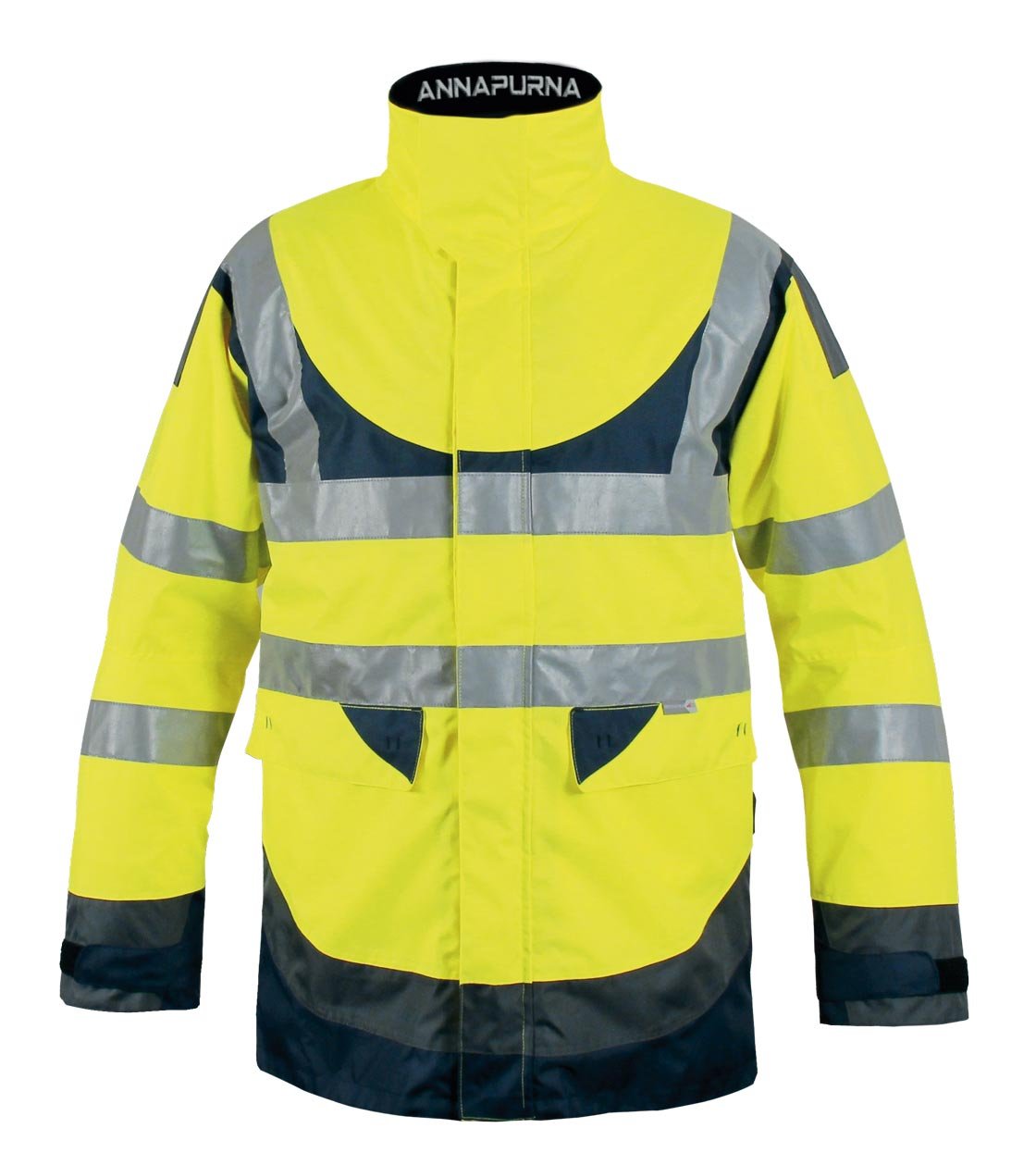 Parka haute visibilité jaune et gris T2S pour rester visible sur les chantiers