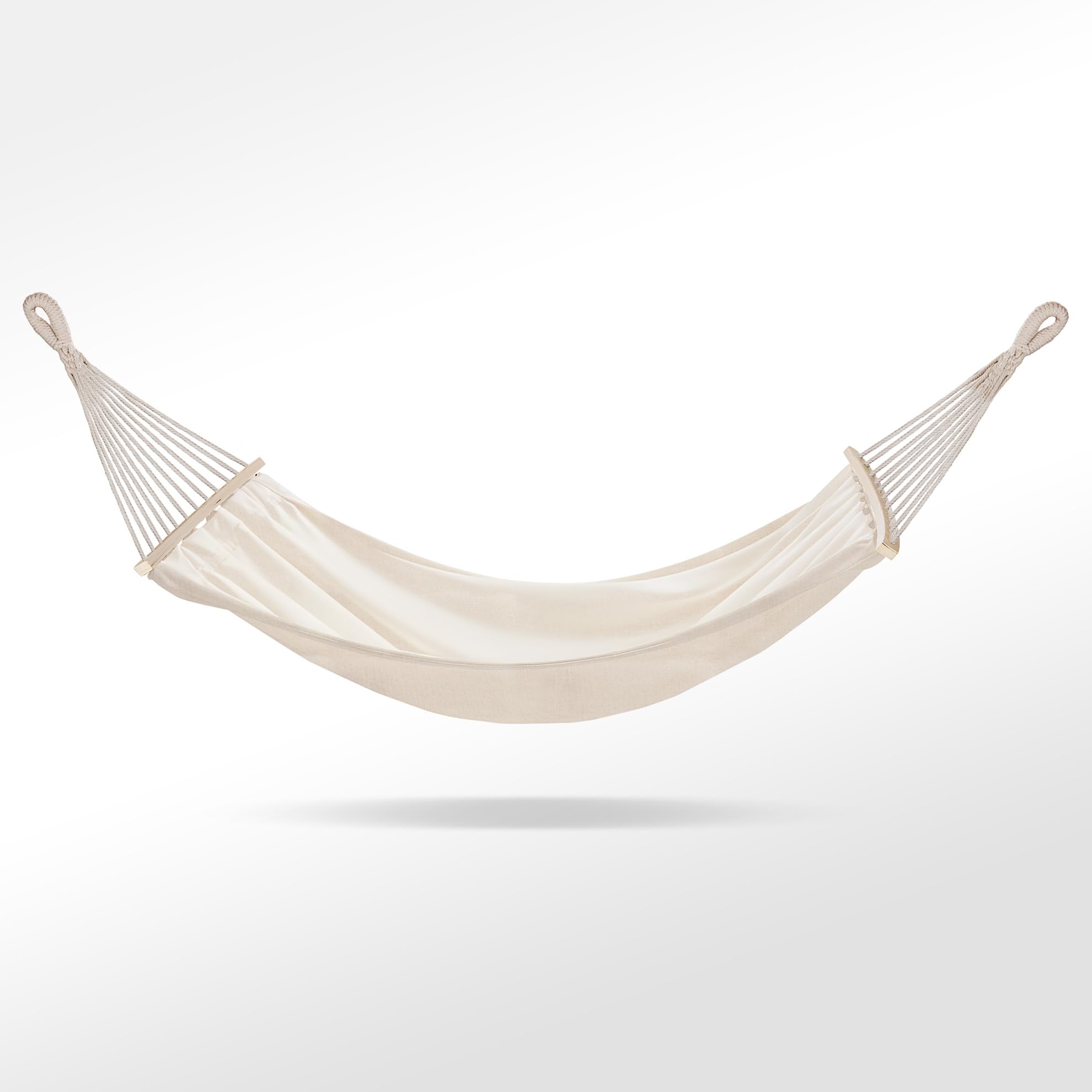 Amaca Doppia 200x150 cm Portata 240 kg Boho Beige Cotone Poliestere Giardino Terrazza
