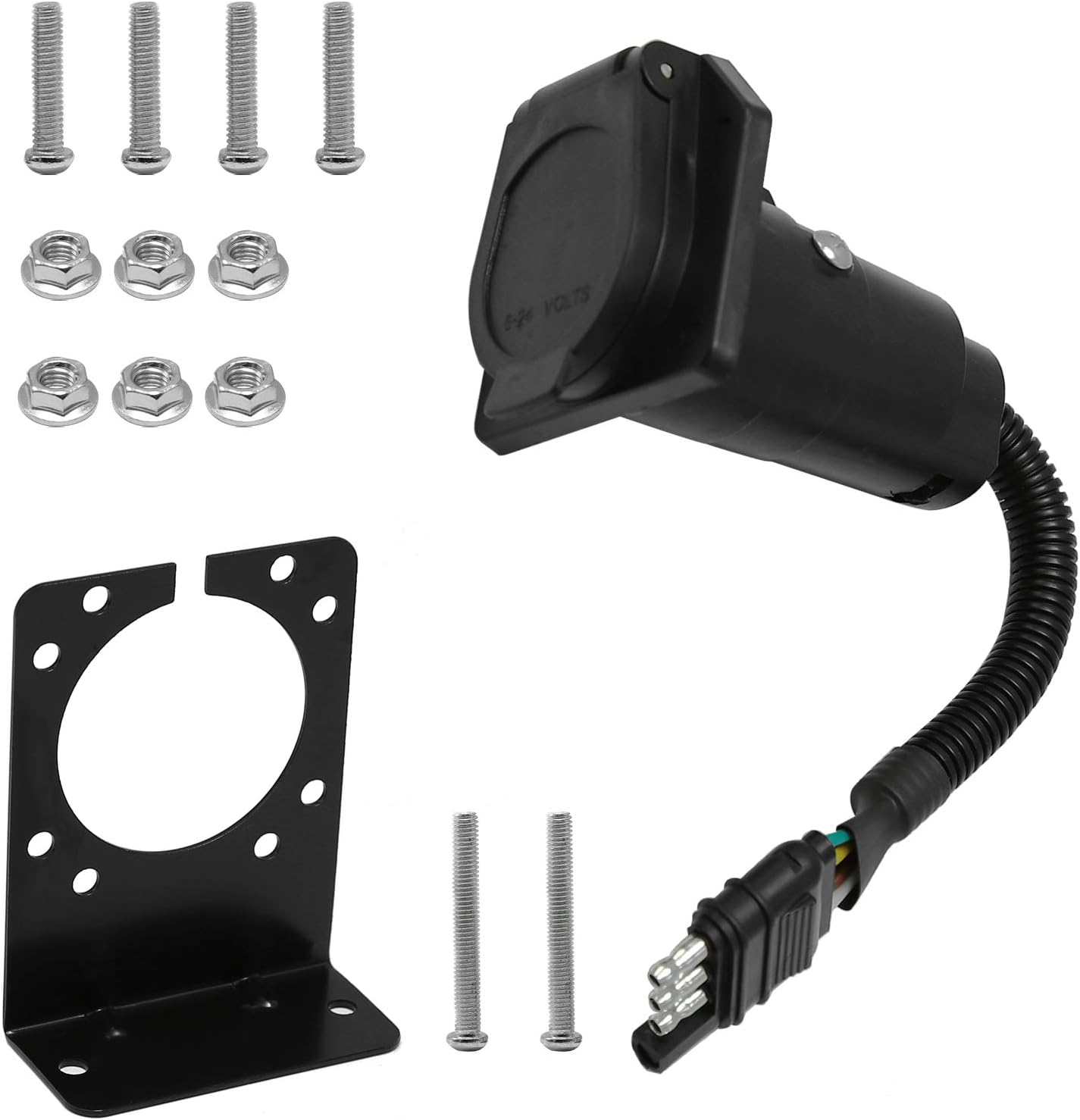 4Way Flat To 7 Pin Trailer Plug Adapter for RV Campers