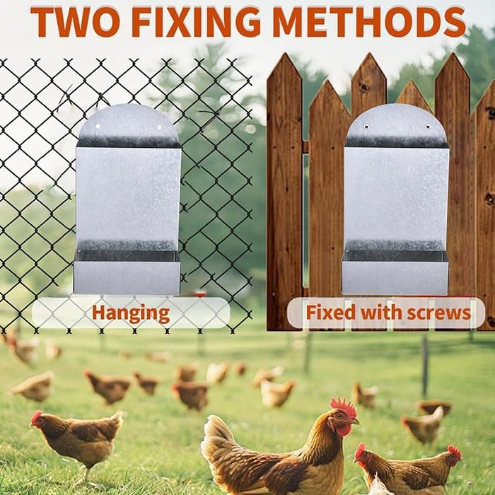 Oyster Shell Feeder, Steel Small Animal Feeder - Small Animal Feed Box, Hold Several Days Worth of Feed(26.1x35.4cm)