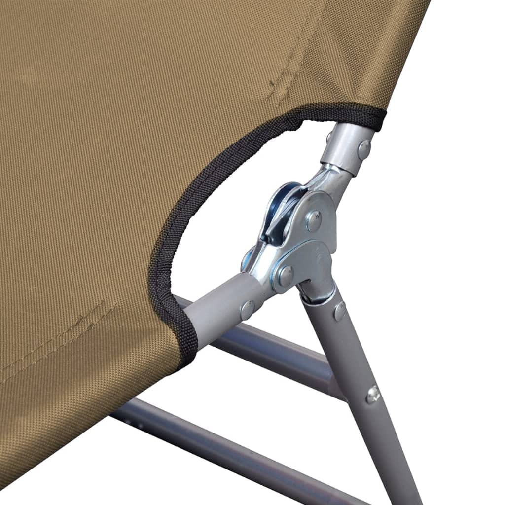 Terassenmöbel Strandliege Stuhl Outdoor Campingliege Sonnenliege Klappbar Kopfkissen Verstellbare Rückenlehne Taupe für Patio Strand Terrasse Pool
