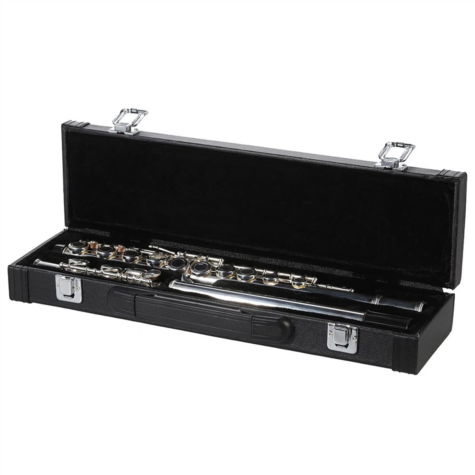 ZUZU Flauta De Llave C, Cuproníquel Plateado, 16 Orificios Cerrados con Estuche, Destornillador, Instrumentos De Viento para Principiantes Kit Flauta