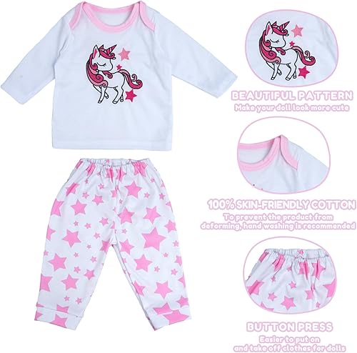 Miniatura 3 de BABESIDE 8 piezas de ropa de muñeca Reborn de 20 pulgadas, accesorios para muñecas de bebé de 17 a 22 pulgadas con moisés, biberón y pezón, bonito