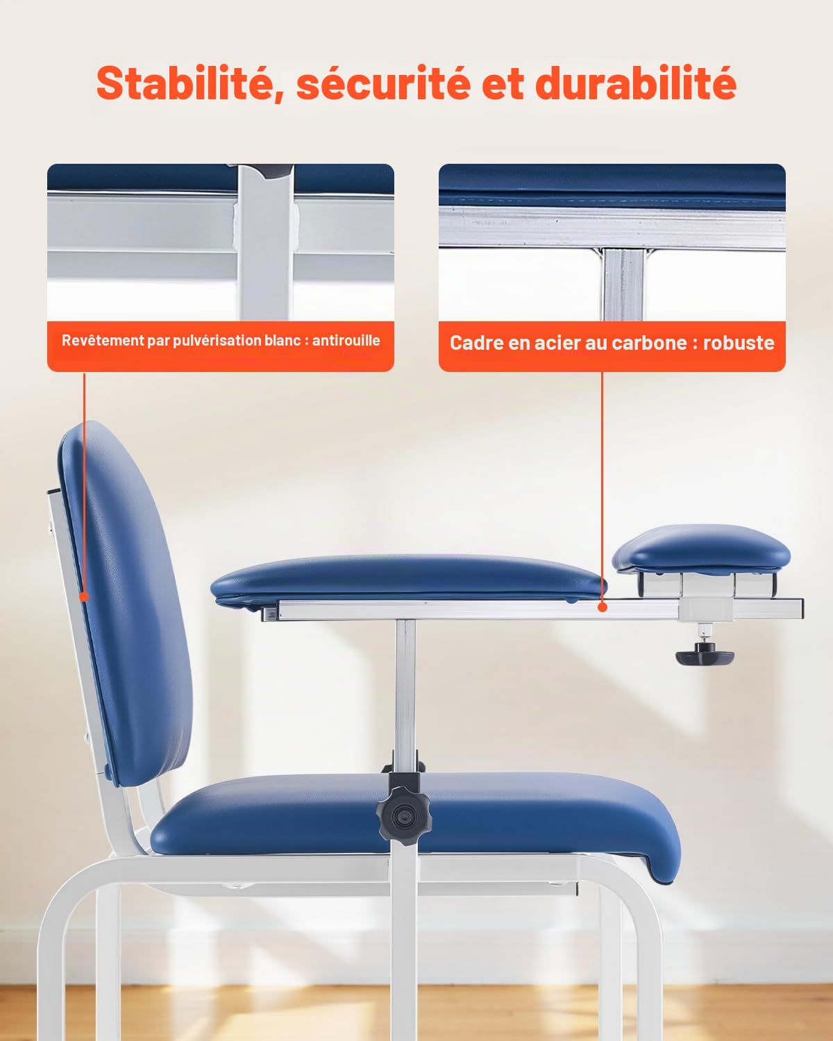 VEVOR Fauteuil de Phlébotomie, Fauteuil de Prélèvement Sanguin Médical, avec Accoudoirs Réglables, Pose-poignet Rabattable, 181 kg, Siège Rembourré, Cuir PVC, pour Hôpitaux, Laboratoires, Cliniques
