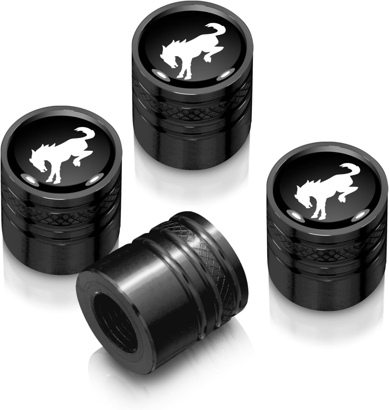 iPick Image for Ford Bronco Black Cylinder-Style Aluminum Tire Valve Stem Caps - Official Licensed