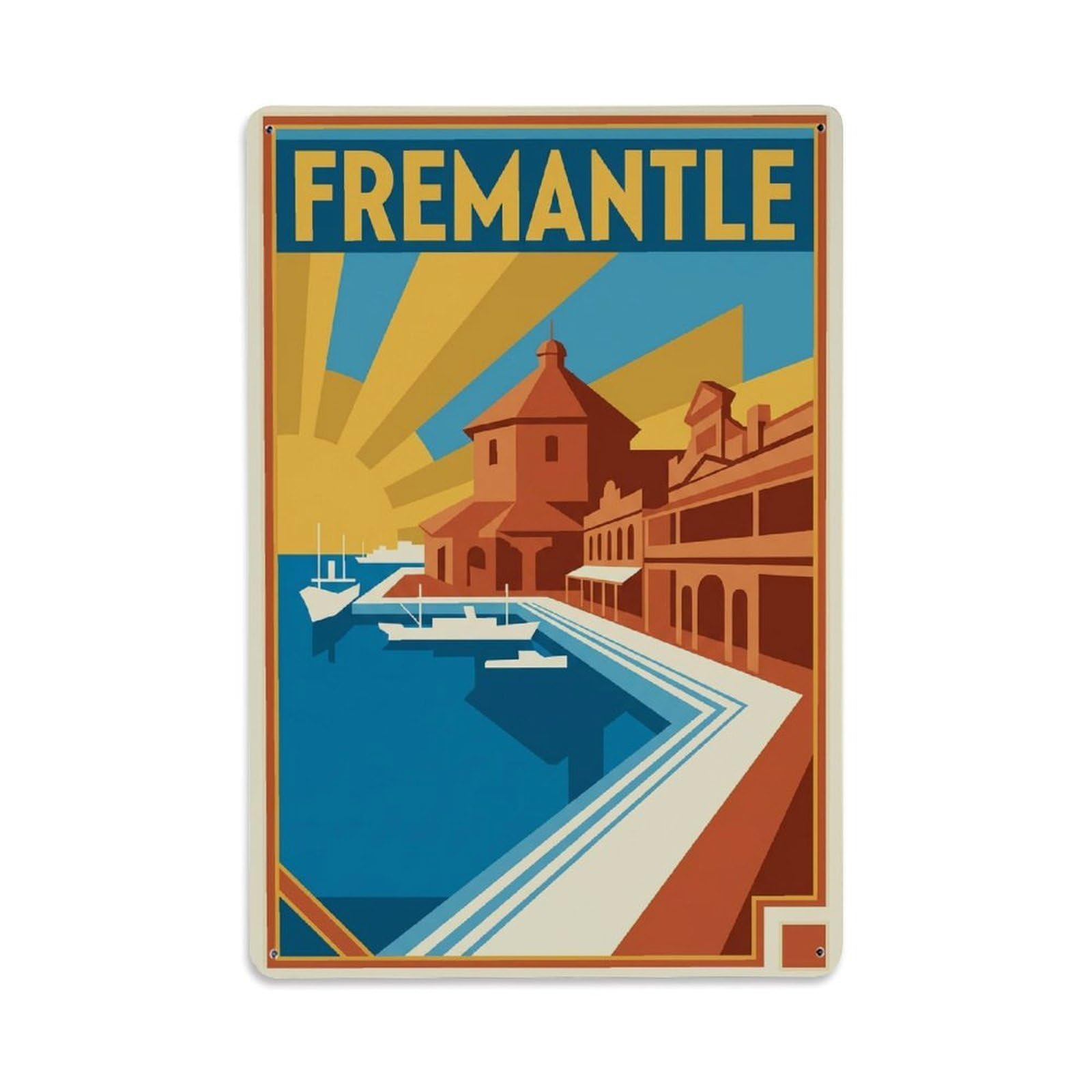 Metal Tin Sign Australia Fremantle Retro Travel