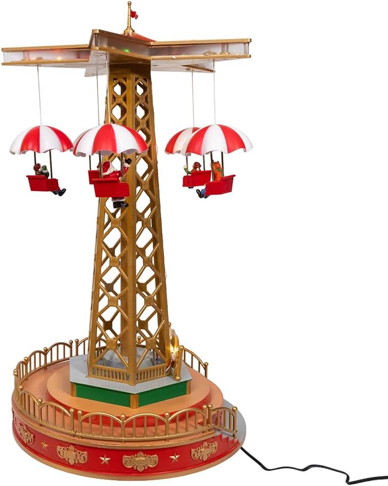 Kurt Adler LED Lighted Musical Santa Balloon Drop Table Piece.