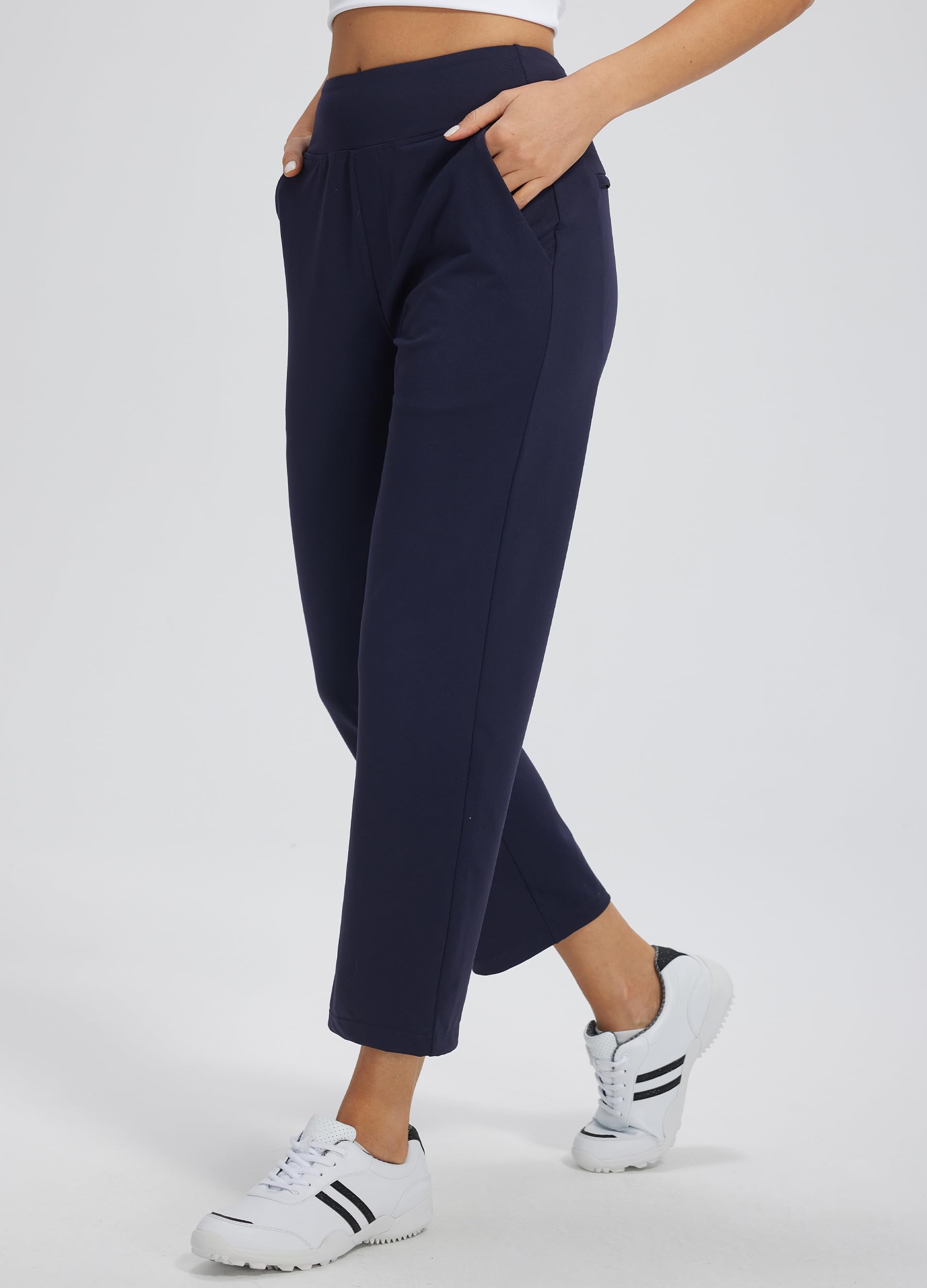 Pantalon Casual Travail Femme Élastique Taille Haute, pour Sport, Golf, Jogging avec Poches. Style Habillé, Sweatpants pour l'Athlétique, Le Décontracté, la Détente et Le Lounge