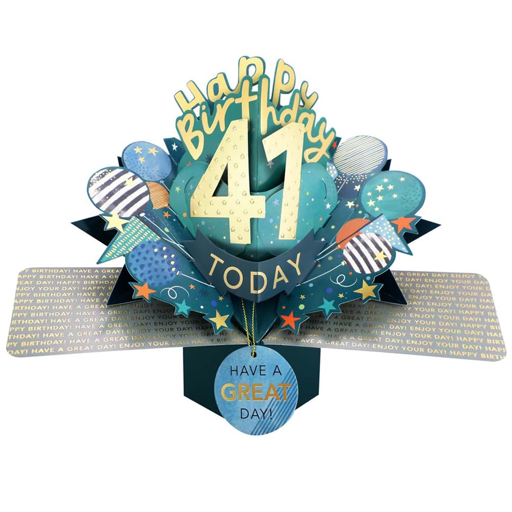 41 Today Happy 41st Birthday Pop-Up Greeting Card Love Kate's Pop Up Cards Him Design POP237MC41 — image 1