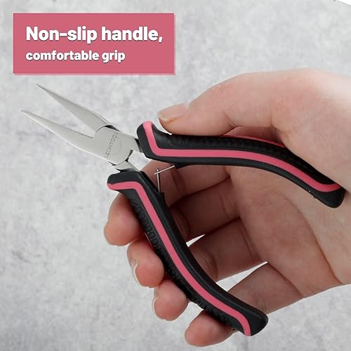 Miniatura 40 de Mini alicates de punta de aguja para fabricación de joyas, alicates de nariz de cadena de 6 pulgadas con mandíbulas lisas, mini pinzas de precisión