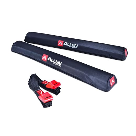 Allen Sports 24 inch Aero Roof Rack Pads with 8 ft Straps Set for Surfboards SUP Snowboard, Model 7010SU