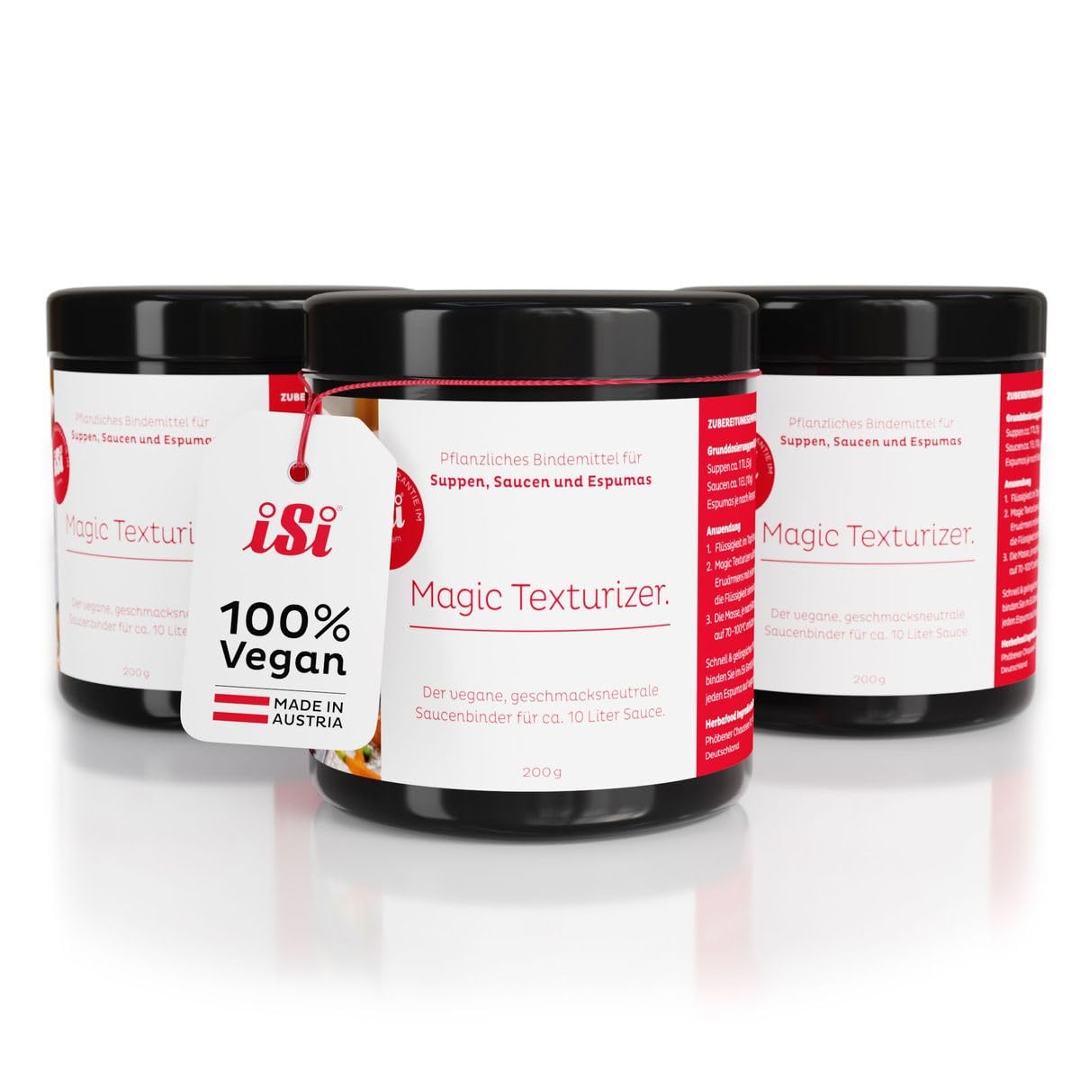 iSi - 3x Magic Texturizer Saucenbinder [200g] - leicht lösliches Bindemittel für ca. 10 Liter Suppen & Saucen - Verdickungsmittel vegan, geschmacksneutral & ohne Zusatzstoffe - Made in Austria